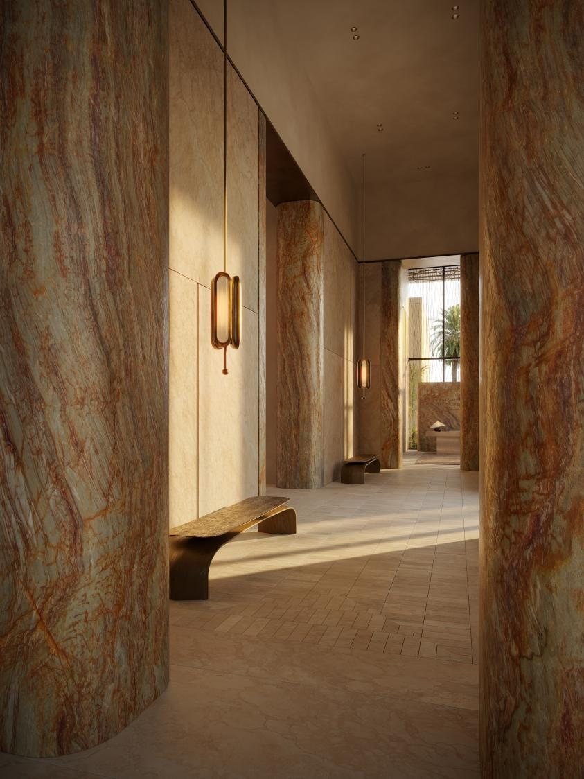 Marble-clad corridor